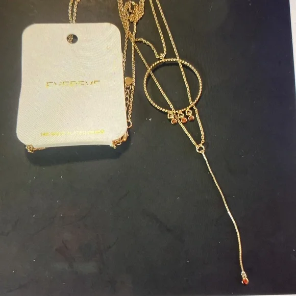 14k GP Levi double 2 necklace circle & Y - Picture 13 of 15